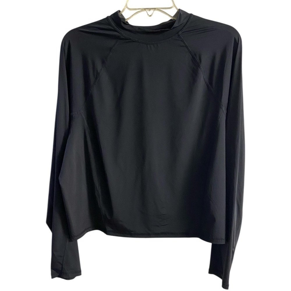 Fabletics black workout top mock neck moisture wicking 2X NWT
